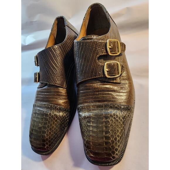 Stacy Adams Genuine Snake & Leather Double Monk Strap Dress Shoes Men’s 9.5M main image 5